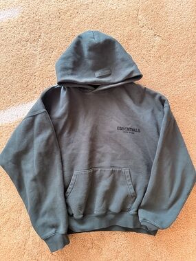ESSENTIALS Men's Charcoal Hoodie with Subtle Logo